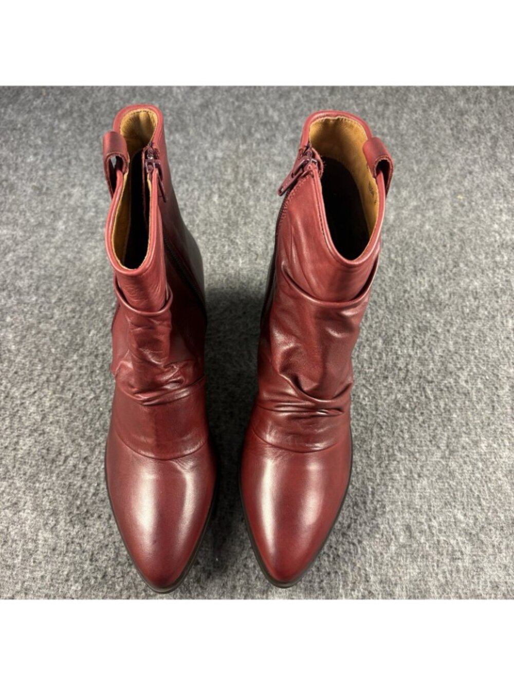 Miz Mooz Jared Bordeaux Leather Ruched Ankle Boots EU 38 US 7.5-8 NIB - Picture 8 of 16